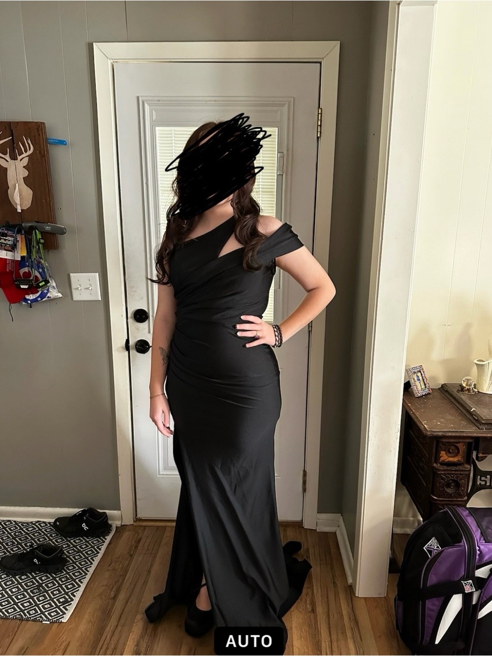 Black One-Shoulder Evening Gown for Women